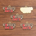 Golden alloy COFFEE'S OOTD charms with enamel clouds and textured back for DIY - 1 Piece / Coffee Letters (17x28mm 1.5g)