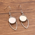 DIY stainless steel earrings components with 12mm round tray and leaf frame - Eye Shape / 12mm / Silver