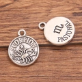 Vintage silver alloy Scorpio zodiac charm pendant with relief detail for DIY jewelry - Antique Silver - Scorpio