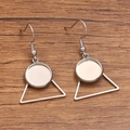 DIY stainless steel earrings with geometric circle tray and hollow triangle charms - Triangle / 12mm / Silver