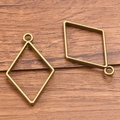 Antique bronze diamond shaped hollow alloy pendant frames for DIY jewelry crafts - Diamond