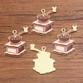 Retro coffee grinder charm set with KC gold alloy and drip oil finish for DIY - 1 Piece / Manual Coffee Grinder (23x28mm 1.8g)