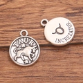 Retro DIY alloy Taurus zodiac pendant charm for handmade bracelets and necklaces - Antique Silver - Taurus