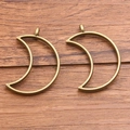 Antique bronze alloy crescent moon hollow pendant frames for DIY jewelry crafts - Moon