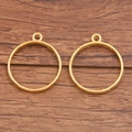 Paar ronde vergulde legering hangers voor DIY sieraden en epoxyhars handwerk - Rond