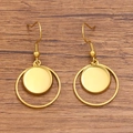 Golden round double-ring bezel pendant earrings hooks for DIY jewelry making - Round / 12mm / Gold