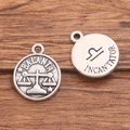 Vintage silver Libra zodiac charm in antique finish for DIY jewelry bracelet making - Antique Silver - Libra