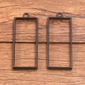 Set of two rectangular black alloy hollow frames for DIY jewelry crafts and pendants - Rectangle