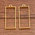 Twee rechthoekige gouden holle frames voor DIY-harsbedels met gepolijste finish - Rechthoek