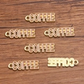 Golden alloy COFFEE charms for DIY jewelry making with brown enamel finish detail - 1 Piece / Coffee Brown (7x22mm 0.6g)