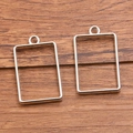 Silver rectangular metal open frame pendant for DIY resin jewelry making crafts - Rectangular Style