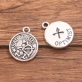 DIY silver alloy Sagittarius zodiac charm with Sagittator and Optimist engravings - Antique Silver - Sagittarius