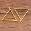 Gouden driehoekige DIY bedeltjes van legering met ophanglusjes voor sieraden, 2 stuks - Kleine Driehoek