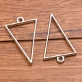 Silver triangle alloy frame charms for DIY jewelry making with geometric open bezel - Triangle Style