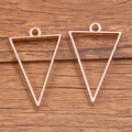 DIY rose gold triangle open bezel pendant for jewelry making with hanging loop - Triangle Style / Rose Gold