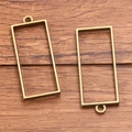 Pair of antique bronze rectangle alloy pendants for DIY resin jewelry making - Rectangle