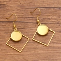 Golden geometric square and circle pendant ear hooks for DIY jewelry making - Square / 12mm / Gold