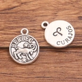 Vintage silver Aries zodiac charm featuring Berbec ram design and Curajos engraving - Antique Silver - Aries