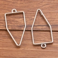 Set of two silver pentagon geometric open bezels for DIY resin jewelry making - Pentagon Style