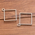 Set of two silver square open bezel charms for DIY resin jewelry making projects - Small Square Style