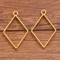 Paar gouden ruitvormige hangers van legering met ringen voor DIY-sieraden maken - Ruit