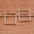 Set of two square rose gold alloy pendant frames for DIY jewelry crafts - Small Square Style / Rose Gold