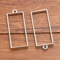 Silver rectangular DIY hollow frame charms for resin crafts jewelry making - Rectangle Style