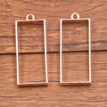 Rose gold rectangle open bezel frames for DIY resin jewelry and pendant making - Rectangle Style / Rose Gold