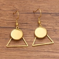 Golden geometric DIY earring components with round tray and triangular frame - Triangle / 12mm / Gold
