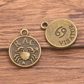 Vintage bronze alloy Cancer zodiac charm set with crab design for DIY jewelry making - Antique Bronze - Cancer