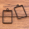 Support de pendentif rectangulaire en alliage gris foncé pour bijoux DIY en résine - Rectangulaire