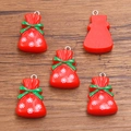 DIY Christmas resin red gift bag charm with green bow and snowflake for jewelry making - Red (No. 1)