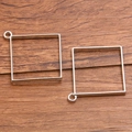Polished silver square alloy open bezel pendant for DIY resin jewelry making - Large Square Style