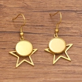Star shaped gold stainless steel bezel pendant earring hooks for DIY jewelry making - Pentagram / 12mm / Gold