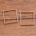 Rose gold square alloy open bezel pendant charms for DIY resin jewelry making - Large Square Style / Rose Gold