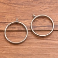 Set of two silver round alloy pendant frames for DIY jewelry charms and crafts - Inlaid Round Style