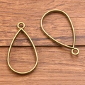 Two antique bronze teardrop hollow open bezel pendants for DIY jewelry resin crafts - Large Teardrop