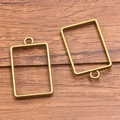 Set of two antique bronze rectangular alloy frame charms for DIY jewelry making - Rectangle