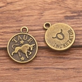 Retro bronze Taurus constellation alloy pendant with bull relief for DIY jewelry - Antique Bronze - Taurus