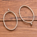 Silver oval bezel pendants for resin DIY crafts in polished alloy finish on wood - Oval Style