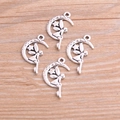 Macro shot of four antique silver alloy moon fairy charms for DIY jewelry making - Antique Silver