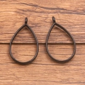 Paire de cadres de pendentif en alliage noir en forme de larme pour bijoux DIY et résine - Goutte d'Eau