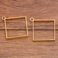 Vierkante gouden legering hangers voor DIY hars sieraden met een bovenste ophangring - Grote Ruit