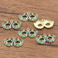 DIY KC gold enamel Mardi Gras mask charms in purple, green, and gold diamond pattern - No.5 Argyle Mask Pendant