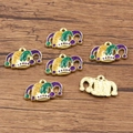 DIY colorful jester hat alloy charms in purple and gold for carnival jewelry making - No.8 Color-block Jester Hat Pendant