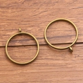 Set of two circular antique bronze alloy open back bezels for DIY resin jewelry making - Hollow Ring