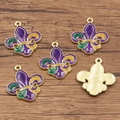 Fleur-de-lis alloy pendant set with purple and green enamel glitter for DIY jewelry - No.9 Fleur-de-lis Symbol Pendant