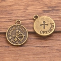 Retro bronze Sagittarius zodiac pendant charm for DIY jewelry with engraved text - Antique Bronze - Sagittarius