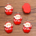 DIY Santa Claus resin charms with metal loops for holiday jewelry making five pieces set - Size 7