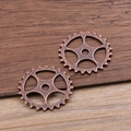 Detail of copper steampunk hollow gears with vintage matte texture for DIY jewelry making - Red Bronze 1.6g